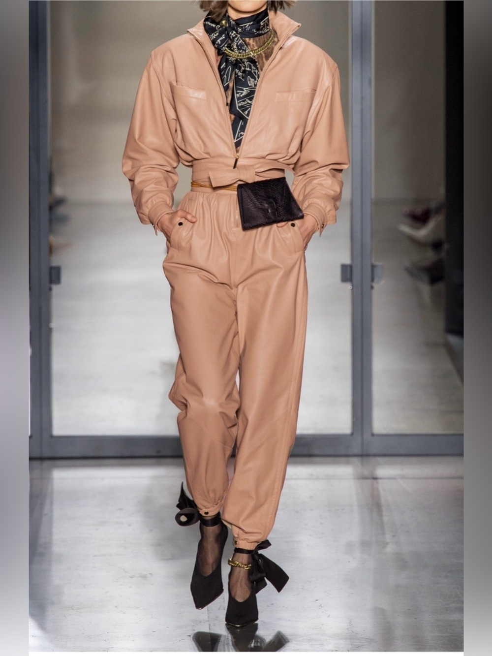 Zimmermann Espionage Leather Jumpsuit In Sand AU1 US S